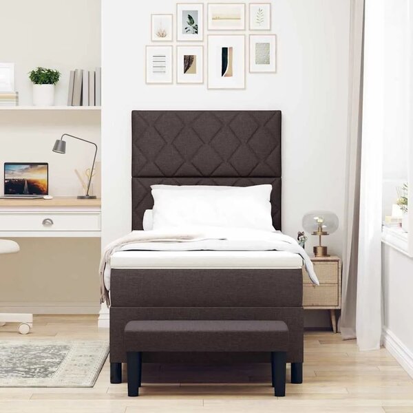 Box spring krevet Tamno smeđa 90 x 190 cm tkanina - Tamno smeđa 90 x 190 cm Dizajn s rombovima