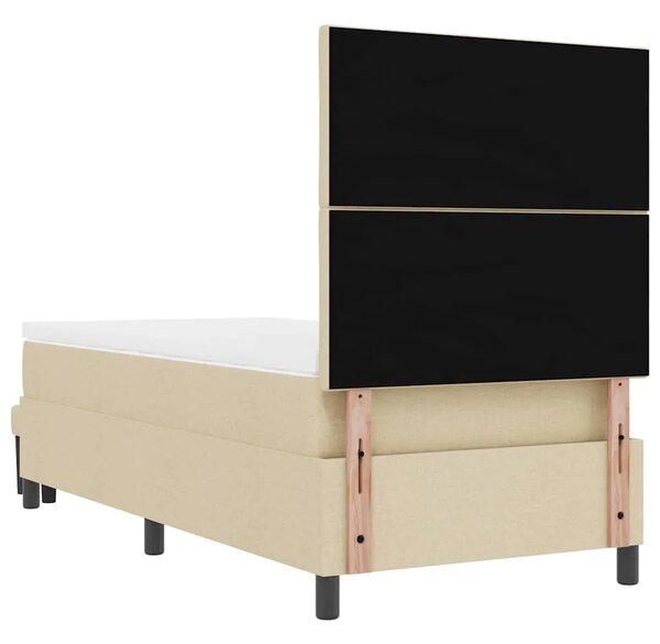 Box spring krevet s jastukom Krema 90 x 200 cm tkanina - Krema 90 x 200 cm Dizajn s rombovima