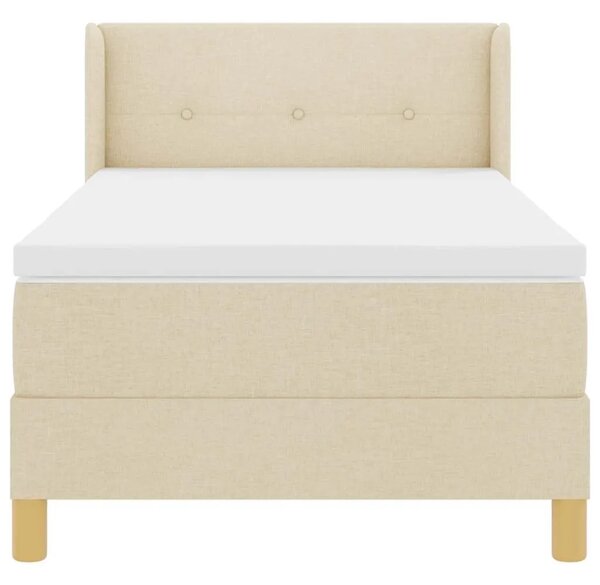 Box spring krevet s uzglavljem Krema 190 x 90 cm tkanina - Krema 90 x 190 cm Prošiveno gumbima