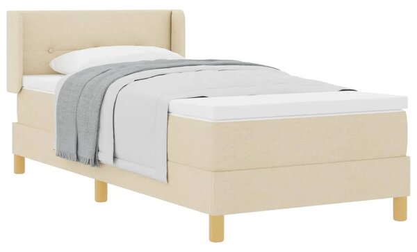 Box spring krevet s uzglavljem Krema 190 x 90 cm tkanina - Krema 90 x 190 cm Prošiveno gumbima