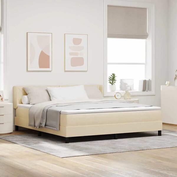 Box spring krevet s uzglavljem Krema 200 x 180 cm tkanina - Krema 180 x 200 cm Dizajn s rombovima
