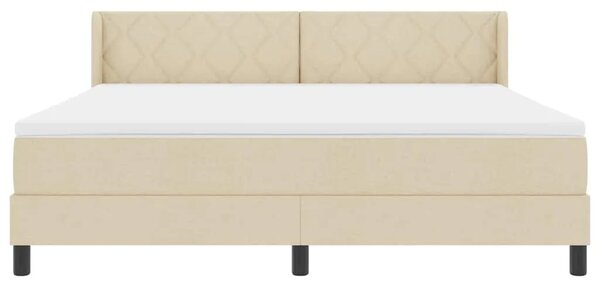 Box spring krevet s uzglavljem Krema 200 x 180 cm tkanina - Krema 180 x 200 cm Dizajn s rombovima