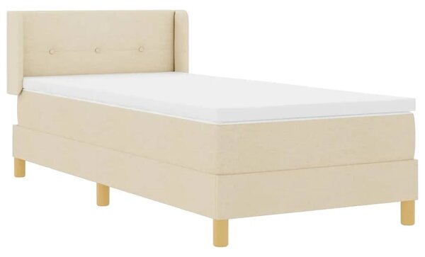 Box spring krevet s uzglavljem Krema 190 x 90 cm tkanina - Krema 90 x 190 cm Prošiveno gumbima