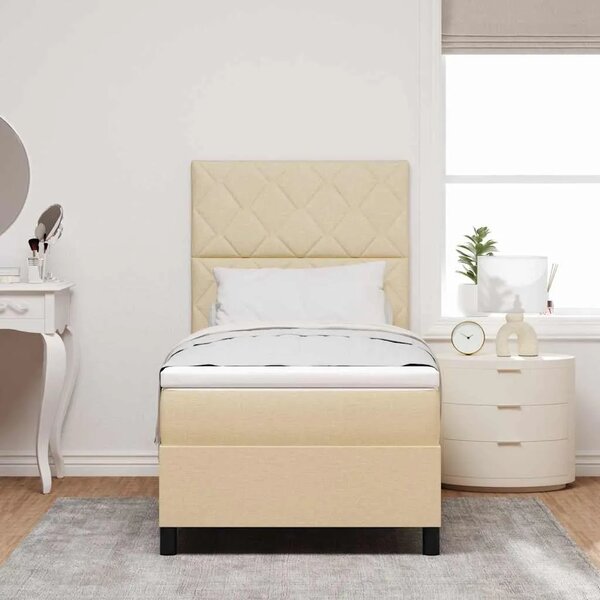 Box spring krevet s uzglavljem Krema 90 x 200 cm tkanina - Krema 90 x 200 cm Dizajn s rombovima