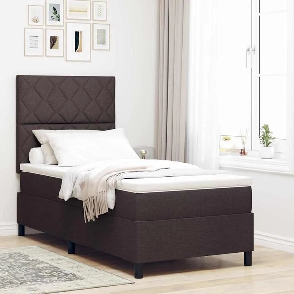 Box spring krevet Tamno smeđa 90 x 200 cm tkanina - Tamno smeđa 90 x 200 cm Dizajn s rombovima