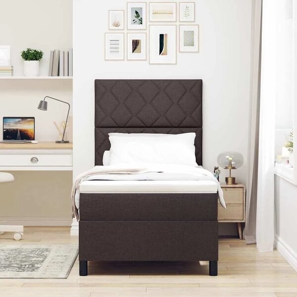 Box spring krevet Tamno smeđa 90 x 200 cm tkanina - Tamno smeđa 90 x 200 cm Dizajn s rombovima