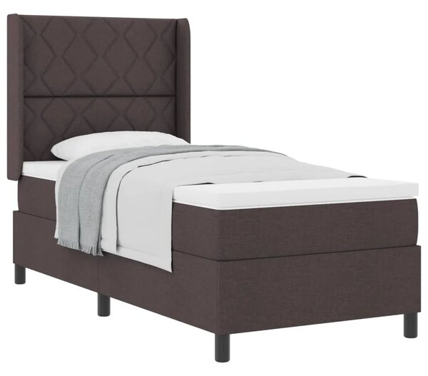 Box spring krevet Tamno smeđa 200 x 90 cm tkanina - Tamno smeđa 90 x 200 cm Dizajn s rombovima