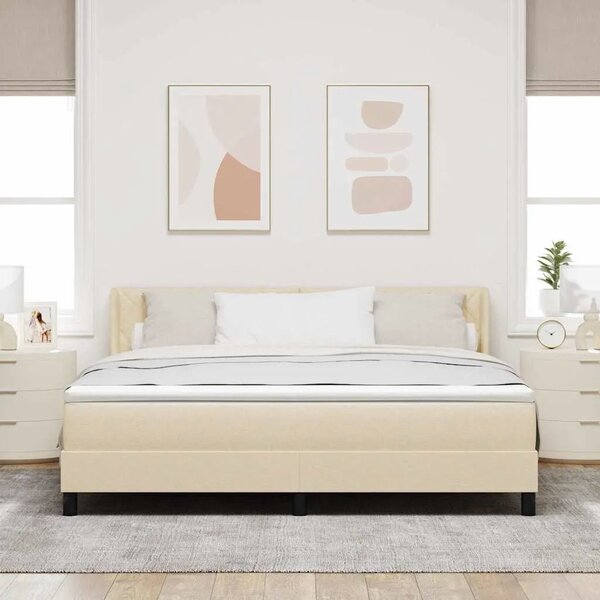 Box spring krevet s uzglavljem Krema 200 x 180 cm tkanina - Krema 180 x 200 cm Dizajn s rombovima