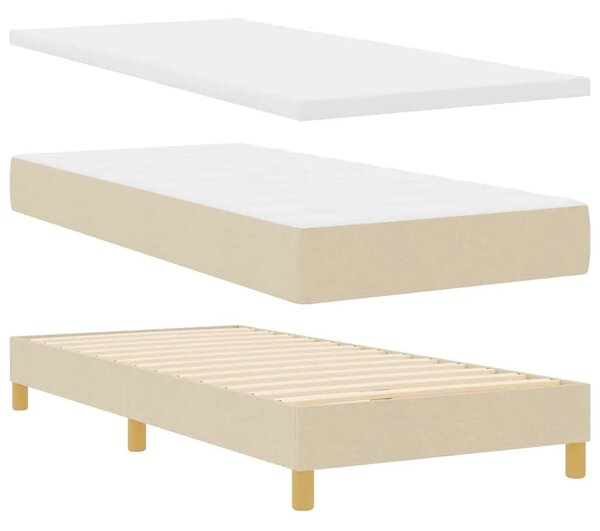 Box spring krevet s uzglavljem Krema 190 x 90 cm tkanina - Krema 90 x 190 cm Prošiveno gumbima