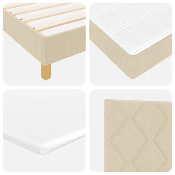 Box spring krevet s uzglavljem Krema 190 x 90 cm tkanina - Krema 90 x 190 cm Prošiveno gumbima
