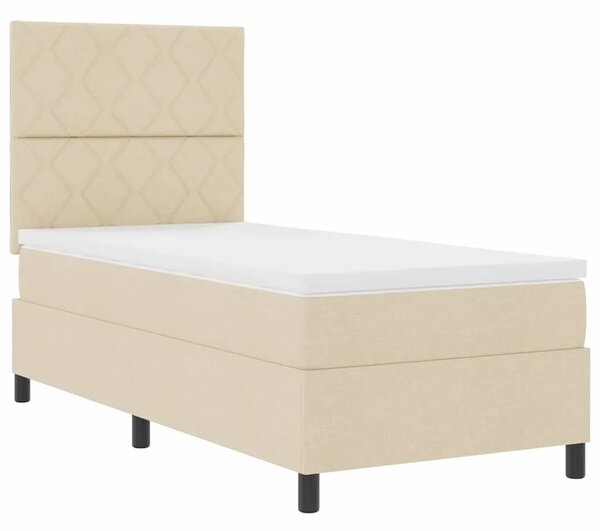 Box spring krevet s uzglavljem Krema 90 x 200 cm tkanina - Krema 90 x 200 cm Dizajn s rombovima