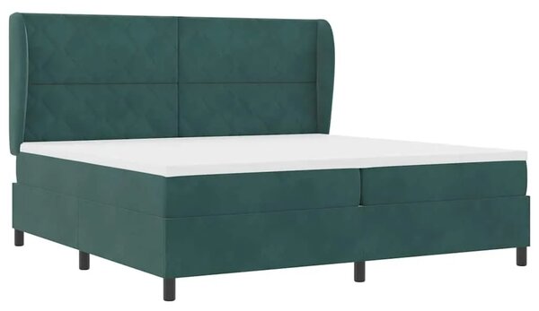 Box spring krevet Tamnozelena 200 x 200 cm Baršun - Tamnozelena 200 x 200 cm Dizajn s rombovima
