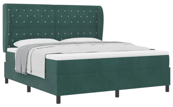 Box spring krevet Tamnozelena 200 x 180 cm Baršun - Tamnozelena 180 x 200 cm Kristal s dugmadima