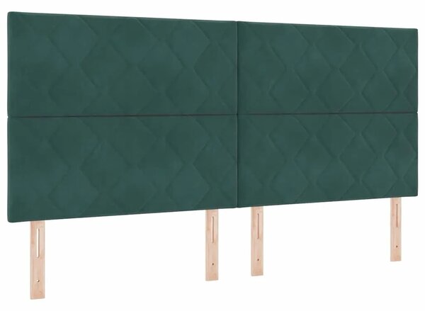 Box spring krevet Tamnozelena 200 x 200 cm Baršun - Tamnozelena 200 x 200 cm Dizajn s rombovima