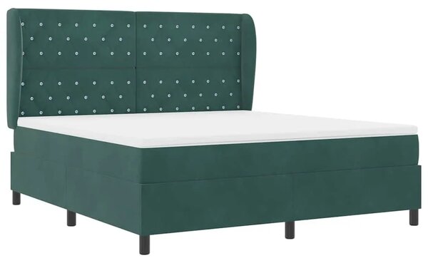 Box spring krevet Tamnozelena 200 x 180 cm Baršun - Tamnozelena 180 x 200 cm Kristal s dugmadima