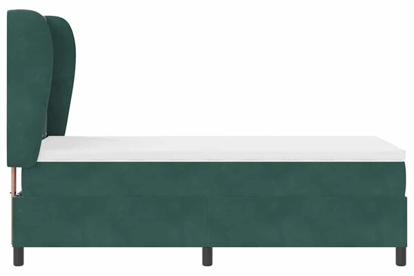 Box spring krevet Tamnozelena 190 x 90 cm Baršun - Tamnozelena 90 x 190 cm Kristal s dugmadima