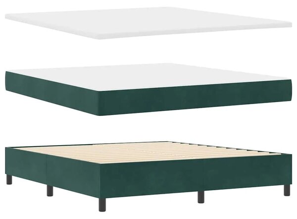 Box spring krevet Tamnozelena 200 x 180 cm Baršun - Tamnozelena 180 x 200 cm Kristal s dugmadima