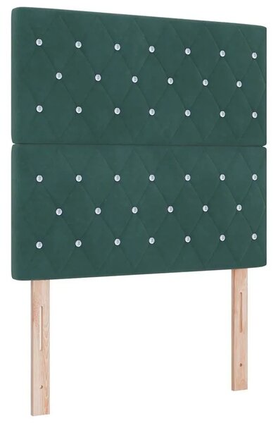 Box spring krevet Tamnozelena 190 x 90 cm Baršun - Tamnozelena 90 x 190 cm Kristal s dugmadima