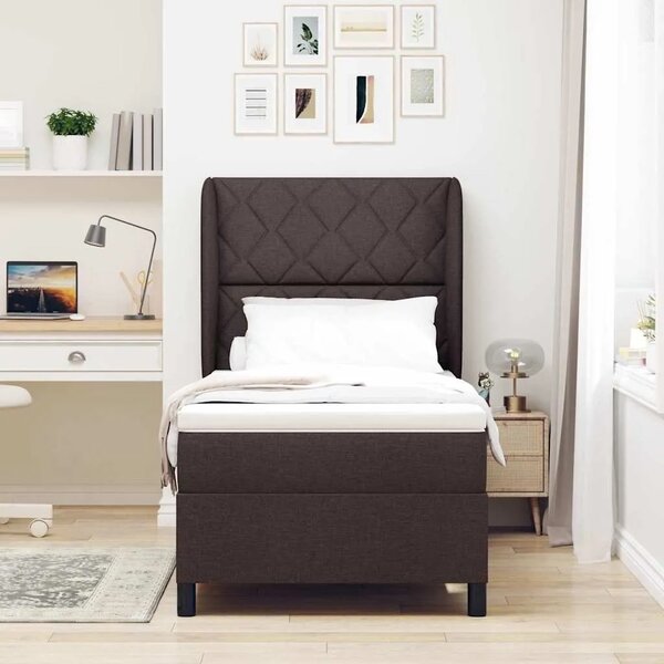 Box spring krevet Tamno smeđa 90 x 200 cm tkanina - Tamno smeđa 90 x 200 cm Dizajn s rombovima