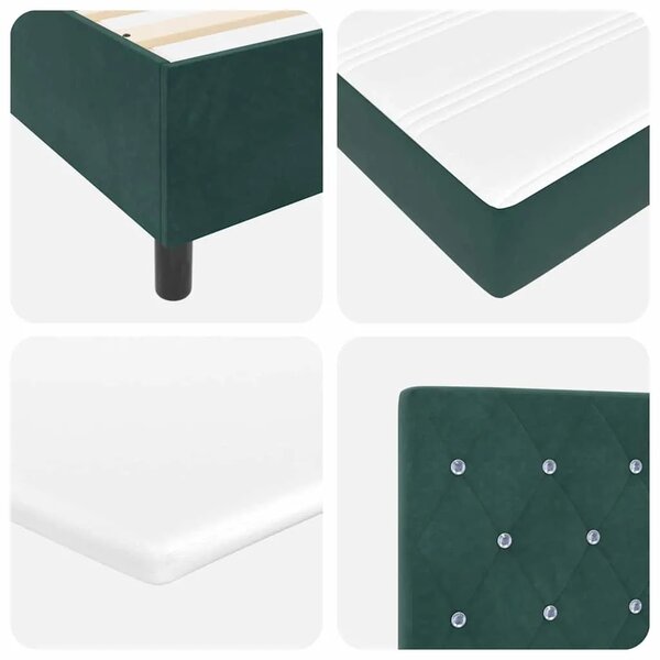 Box spring krevet Tamnozelena 190 x 90 cm Baršun - Tamnozelena 90 x 190 cm Kristal s dugmadima