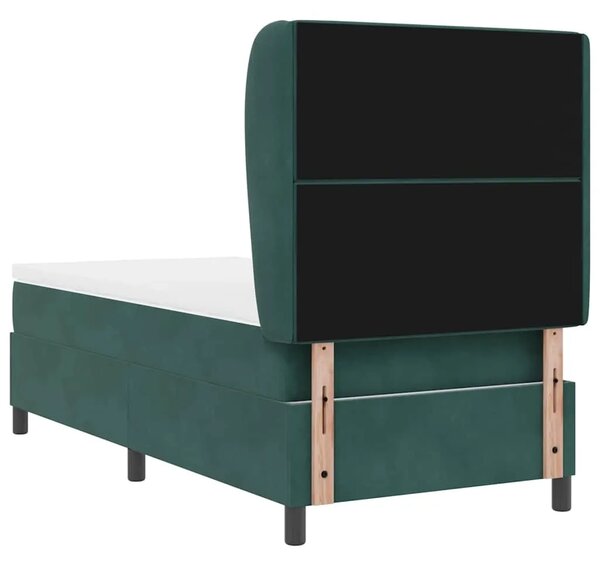 Box spring krevet Tamnozelena 190 x 90 cm Baršun - Tamnozelena 90 x 190 cm Kristal s dugmadima