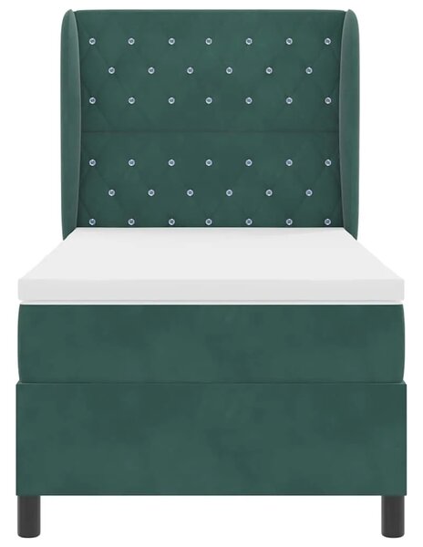 Box spring krevet Tamnozelena 190 x 90 cm Baršun - Tamnozelena 90 x 190 cm Kristal s dugmadima