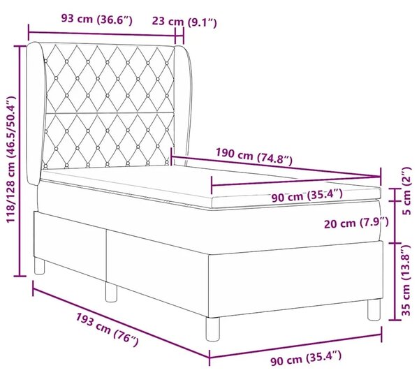Box spring krevet Tamnozelena 190 x 90 cm Baršun - Tamnozelena 90 x 190 cm Kristal s dugmadima