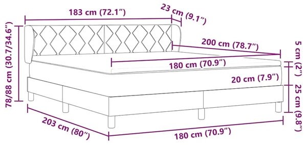 Box spring krevet Tamno smeđa 180 x 200 cm tkanina - Tamno smeđa 180 x 200 cm Dizajn s rombovima
