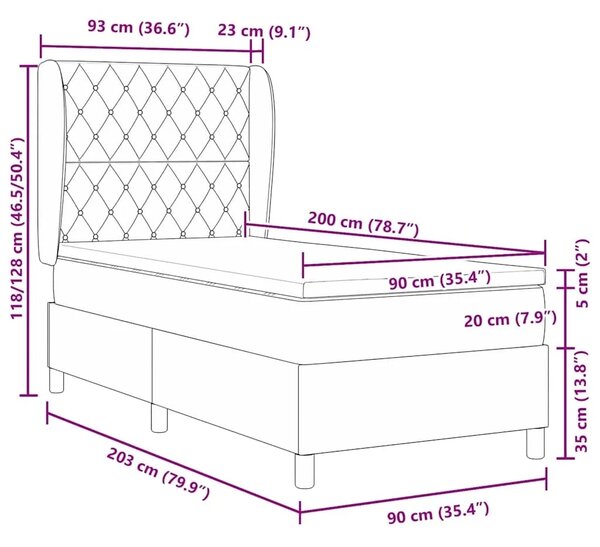 Box spring krevet Tamnozelena 200 x 90 cm Baršun - Tamnozelena 90 x 200 cm Kristal s dugmadima