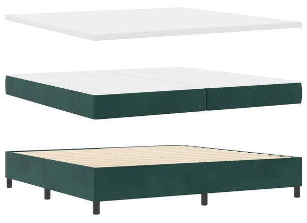 Box spring krevet Tamnozelena 200 x 200 cm Baršun - Tamnozelena 200 x 200 cm Dizajn s rombovima