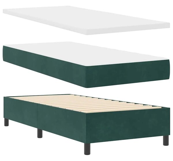 Box spring krevet Tamnozelena 200 x 90 cm Baršun - Tamnozelena 90 x 200 cm Kristal s dugmadima
