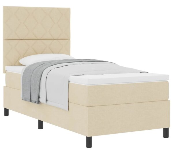 Box spring krevet s uzglavljem Krema 90 x 200 cm tkanina - Krema 90 x 200 cm Dizajn s rombovima