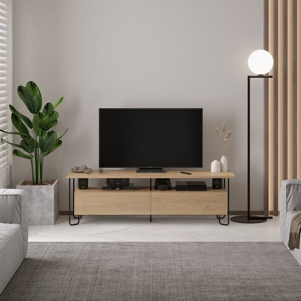 TV komoda u dekoru hrasta u prirodnoj boji 150x45 cm Dilly – Marckeric