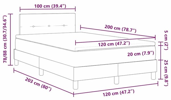 Box spring krevet Sivo-smeđa 120 x 200 cm tkanina - Sivo-smeđa 120 x 200 cm Prošiveno gumbima