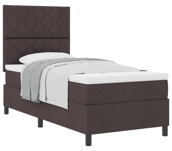 Box spring krevet Tamno smeđa 90 x 200 cm tkanina - Tamno smeđa 90 x 200 cm Dizajn s rombovima