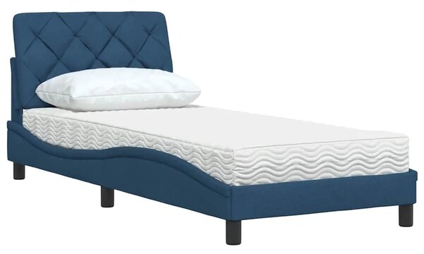 Krevet s madracem plavi 90 x 190 cm od tkanine - Plava 90 x 190 cm