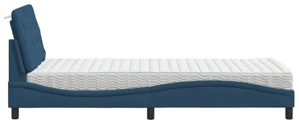 Krevet s madracem plavi 90 x 190 cm od tkanine - Plava 90 x 190 cm