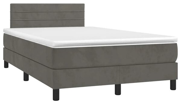 Krevet box spring s madracem LED tamnosivi 120 x 190 cm baršun - Tamno siva 120 x 190 cm vodoravne pruge