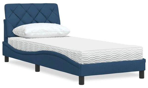 Krevet s madracem plavi 90 x 190 cm od tkanine - Plava 90 x 190 cm