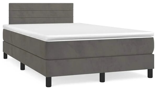 Krevet box spring s madracem LED tamnosivi 120 x 190 cm baršun - Tamno siva 120 x 190 cm vodoravne pruge