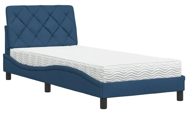 Krevet s madracem plavi 90 x 190 cm od tkanine - Plava 90 x 190 cm