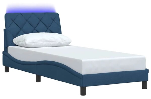 Okvir kreveta s LED-om bez madraca plava 90x200cm od tkanine - Plava 90 x 200 cm