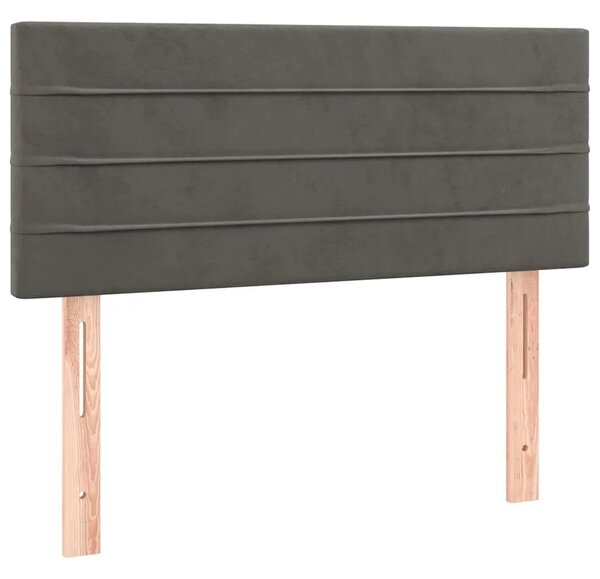 Krevet box spring s madracem LED tamnosivi 120 x 190 cm baršun - Tamno siva 120 x 190 cm vodoravne pruge
