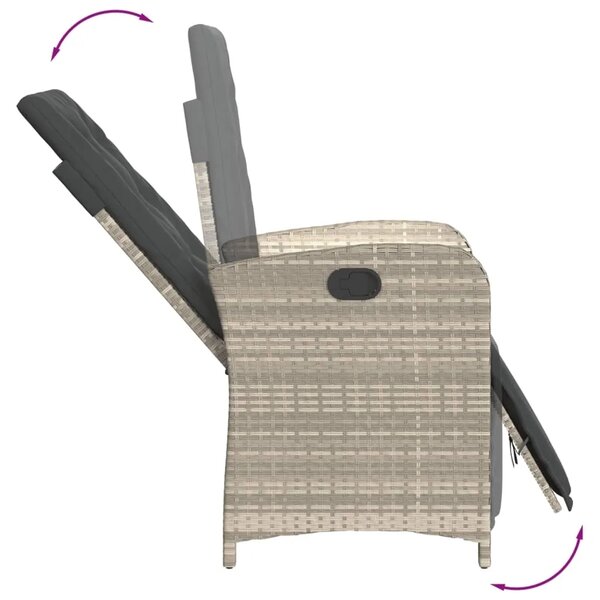 3-dijelni bistro set s jastucima svjetlosivi od poliratana - Dužina stola 80 cm 2 Okrugla noga