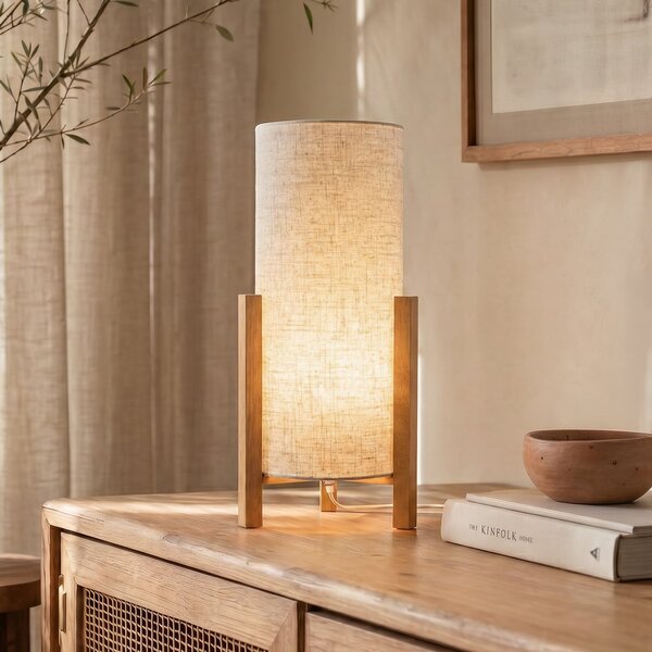 Näve Stolna lampa 3193, drvo, platneni tekstil, visina 52 cm, Drvo, Dnevni boravak/blagovaonica, Drvo, tronožac