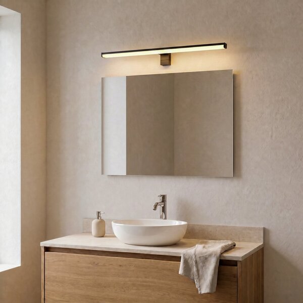 Trio Lighting Lino LED zidna svjetiljka, mat crno/bijela, Crno, kupaonica, Metal