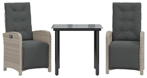 3-dijelni bistro set s jastucima svjetlosivi od poliratana - Dužina stola 80 cm 2 Okrugla noga