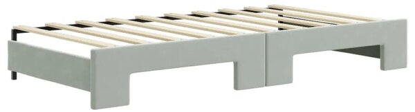 Dnevni krevet na razvlačenje svjetlosivi 90 x 190 cm baršunasti - Svjetlosiva 90 x 190 cm s krevetom na izvlačenje