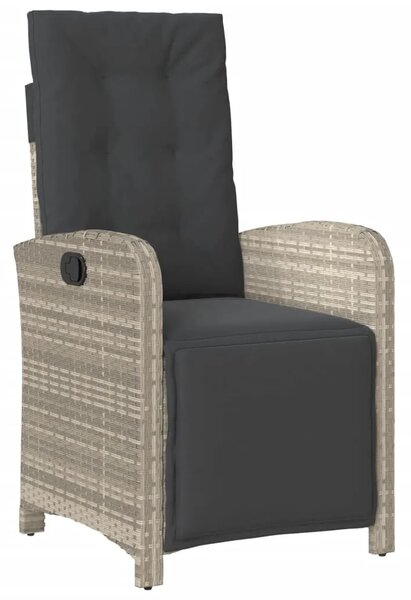 3-dijelni bistro set s jastucima svjetlosivi od poliratana - Dužina stola 80 cm 2 Okrugla noga