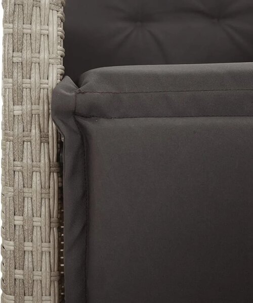 3-dijelni bistro set s jastucima svjetlosivi od poliratana - Dužina stola 80 cm 2 Okrugla noga